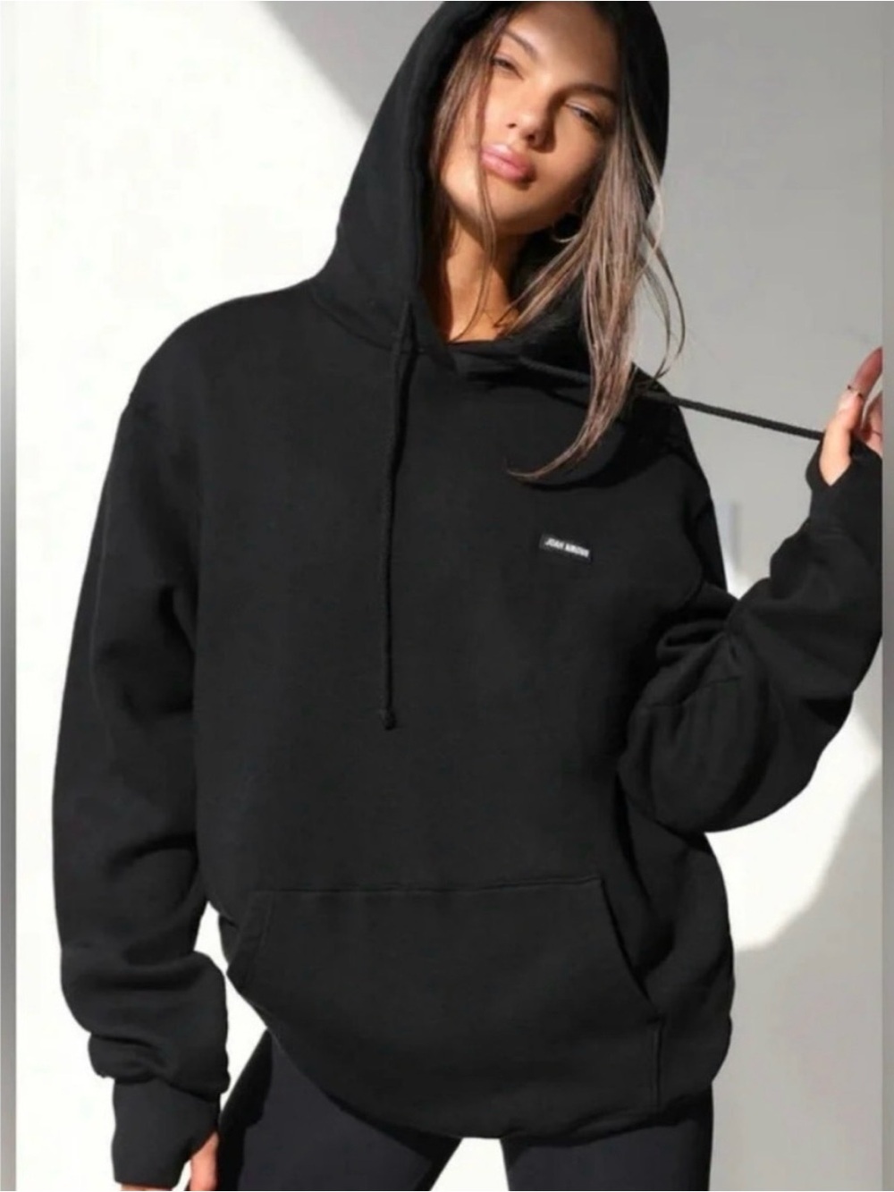 Joah Brown Black Oversized Pullover Hoodie